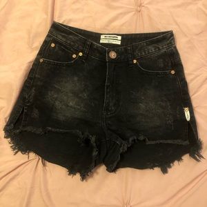 One Teaspoon Black High Waisted Denim Shorts